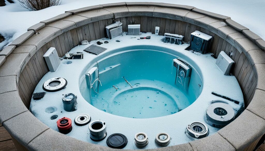 exposed components in an empty spa